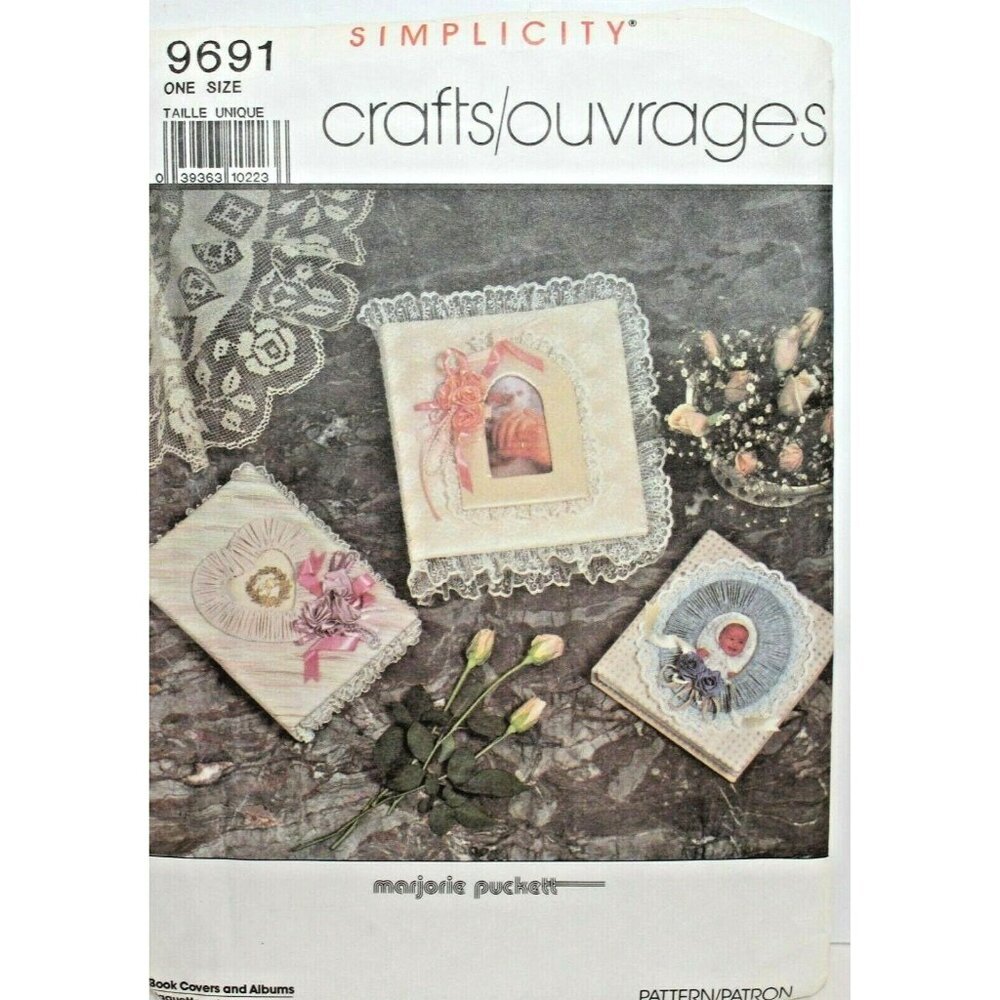 Simplicity 9691 Craft Pattern Book Covers Albums Lace &‎ Ribbon Embellishments